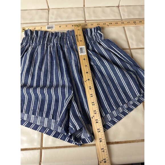 Shein Size Small Casual Short Shorts Loose Fit Elastic Waist Blue/White Stripe - Picture 2 of 12